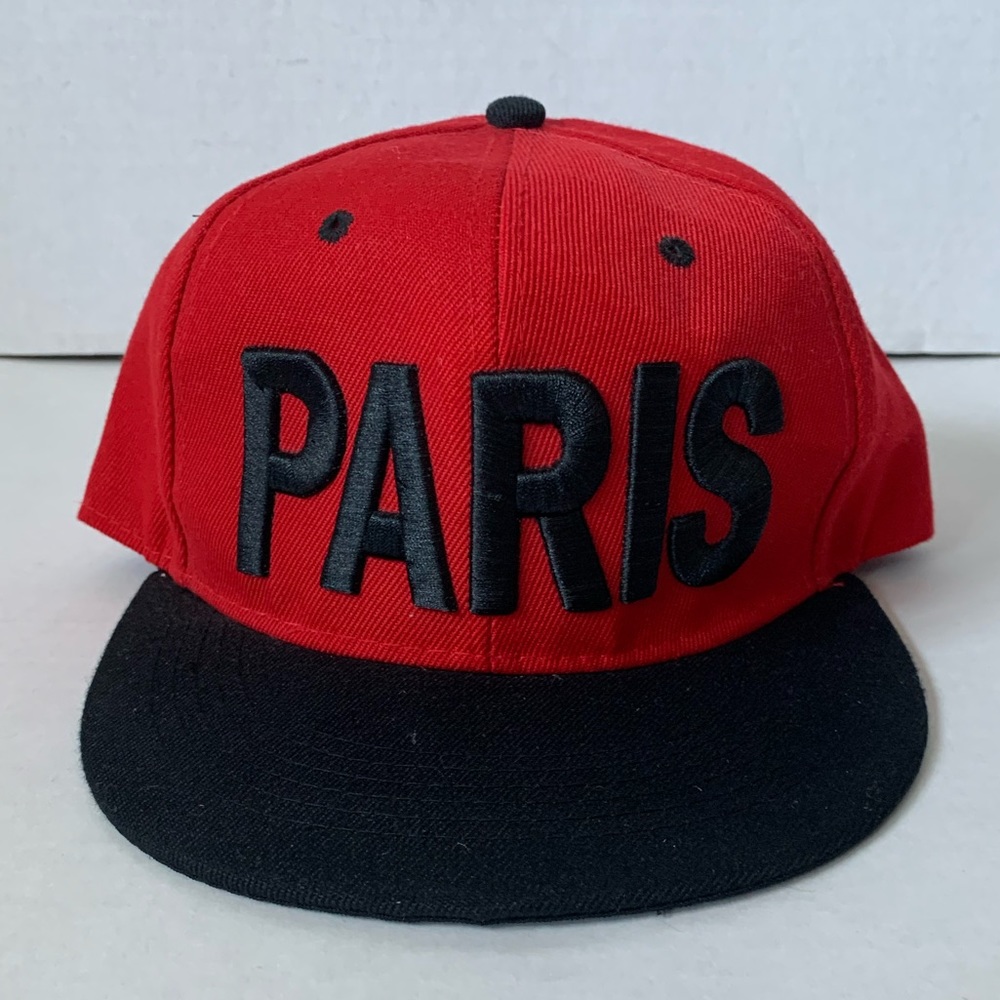 PARIS Baseball Cap Hat Red Black